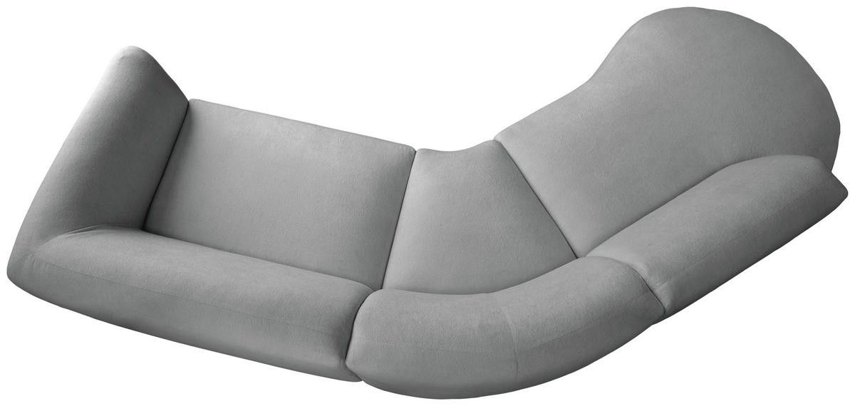 ECKSOFA in Mikrofaser Silberfarben  - Silberfarben/Schwarz, Modern, Kunststoff/Textil (182/276cm) - Livetastic