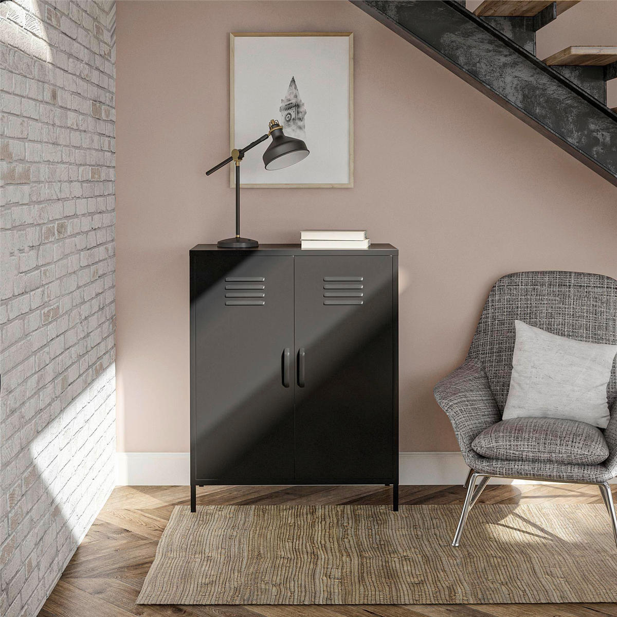 SIDEBOARD Mission District  in 40/102/80 cm  - Schwarz, Design, Metall (40/102/80cm) - MID.YOU