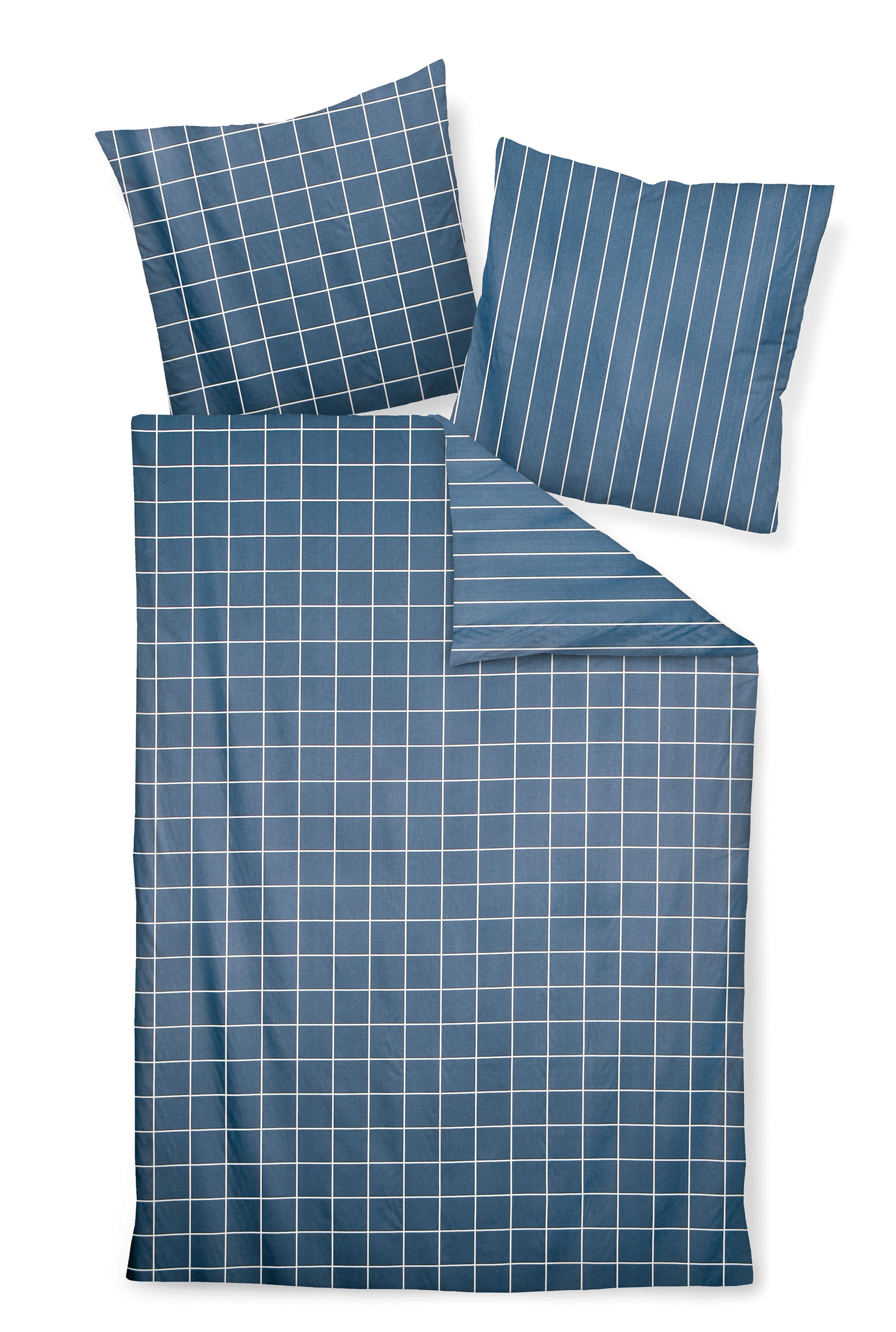 WENDEBETTWÄSCHE Makosatin  - Türkis/Blau, Basics, Textil (135/200cm) - Janine