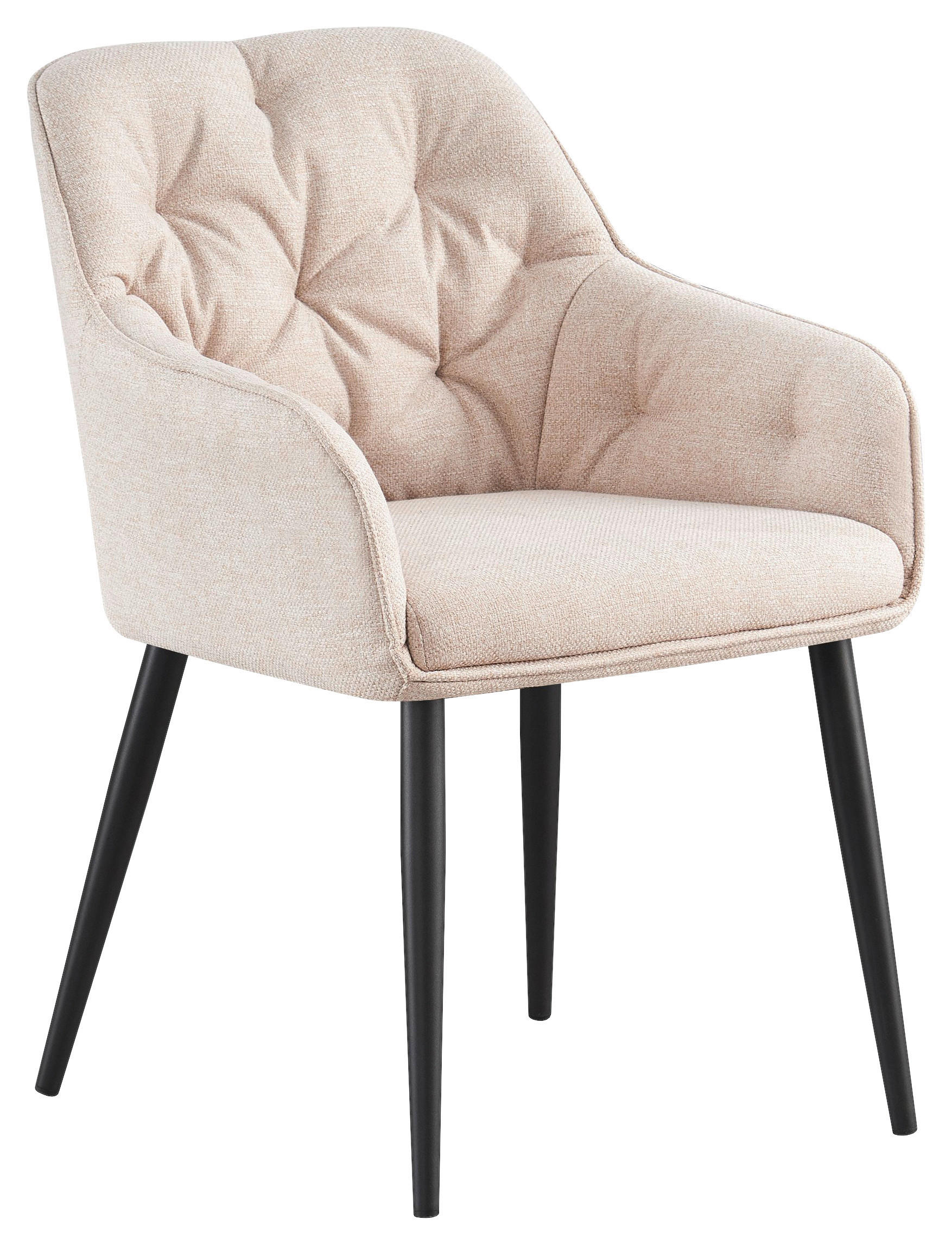 ARMLEHNSTUHL  in Eisen Webstoff  - Beige/Schwarz, Design, Textil/Metall (56/82/61,5cm) - Novel