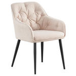 ARMLEHNSTUHL  Stoffauswahl Webstoff  - Beige/Schwarz, Design, Textil/Metall (56/82/61,5cm) - Novel