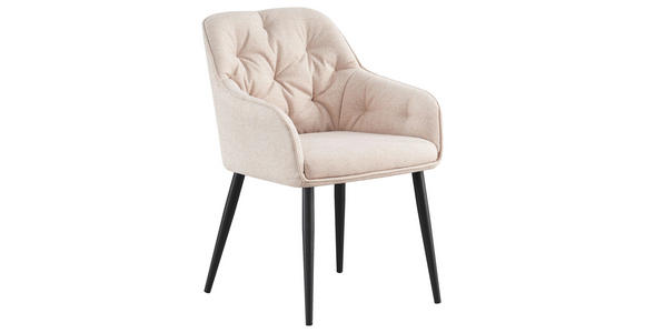 ARMLEHNSTUHL  Stoffauswahl Webstoff  - Beige/Schwarz, Design, Textil/Metall (56/82/61,5cm) - Novel