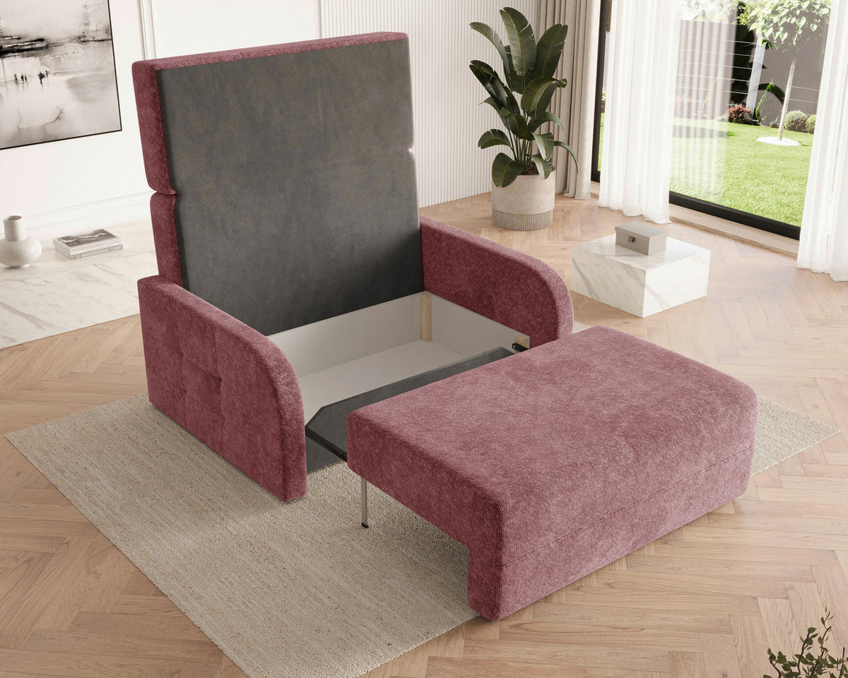 SCHLAFSOFA Chenille Beere  inkl. Bettkasten, Schlaffunktion, Rücken echt, Liegefläche im Originalstoff  - Beere/Schwarz, MODERN, Kunststoff/Textil (190/90/100cm) - Milino