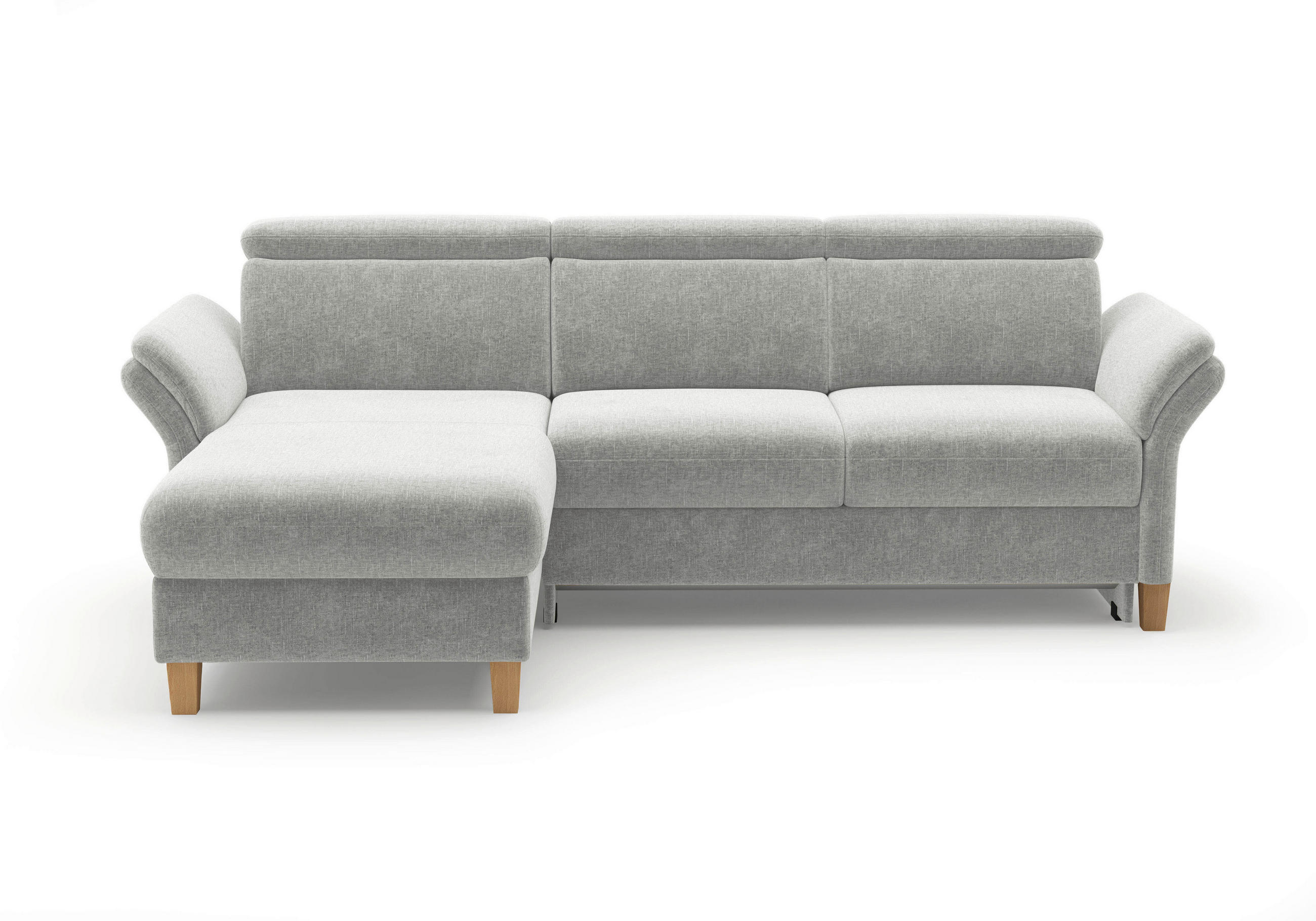 ECKSOFA GLENDALE E Hellgrau Flachgewebe  - Eichefarben/Hellgrau, KONVENTIONELL, Holz/Textil (166/253cm) - Sit & More