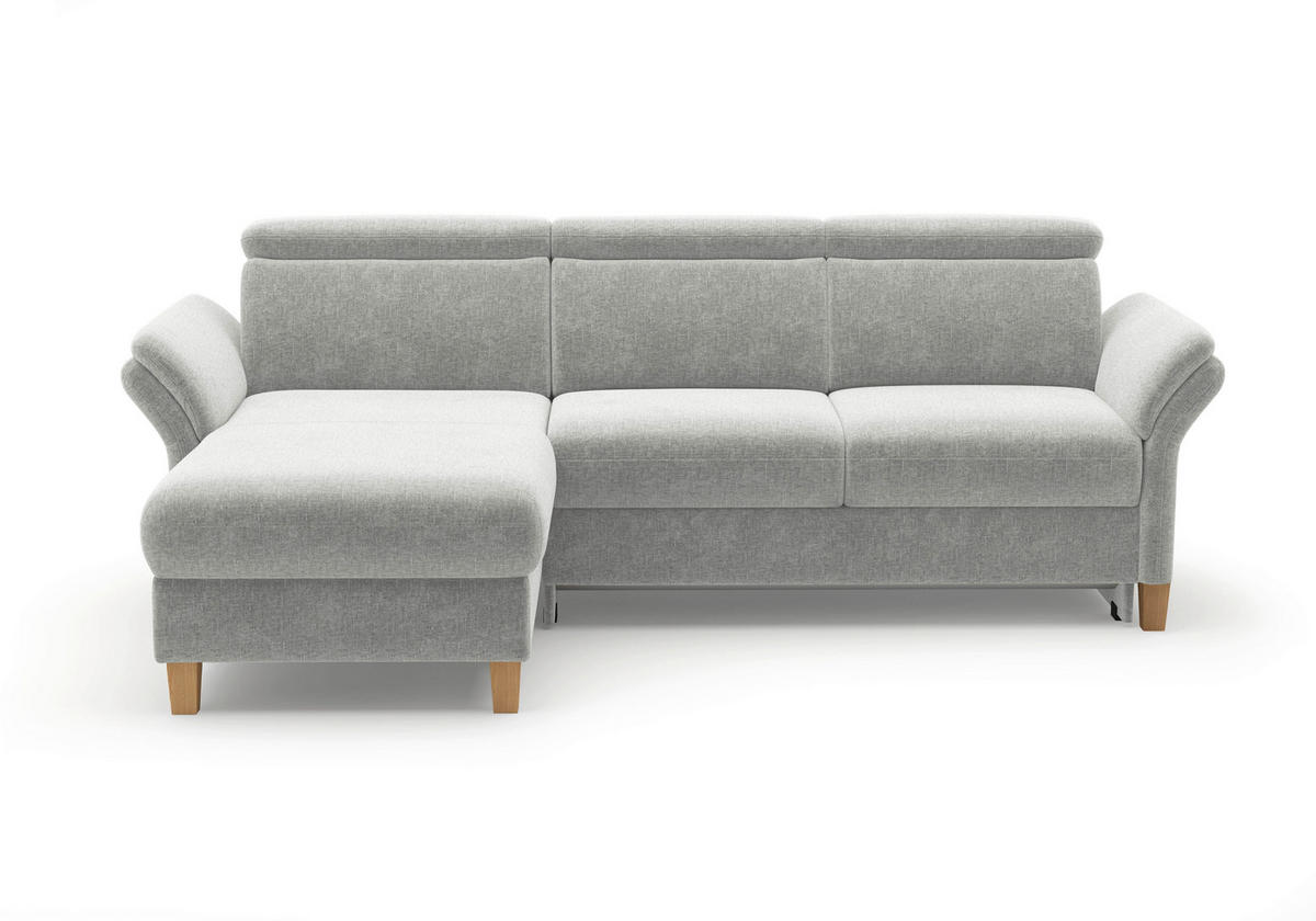 ECKSOFA GLENDALE E Hellgrau Flachgewebe  - Eichefarben/Hellgrau, KONVENTIONELL, Holz/Textil (166/253cm) - Sit & More