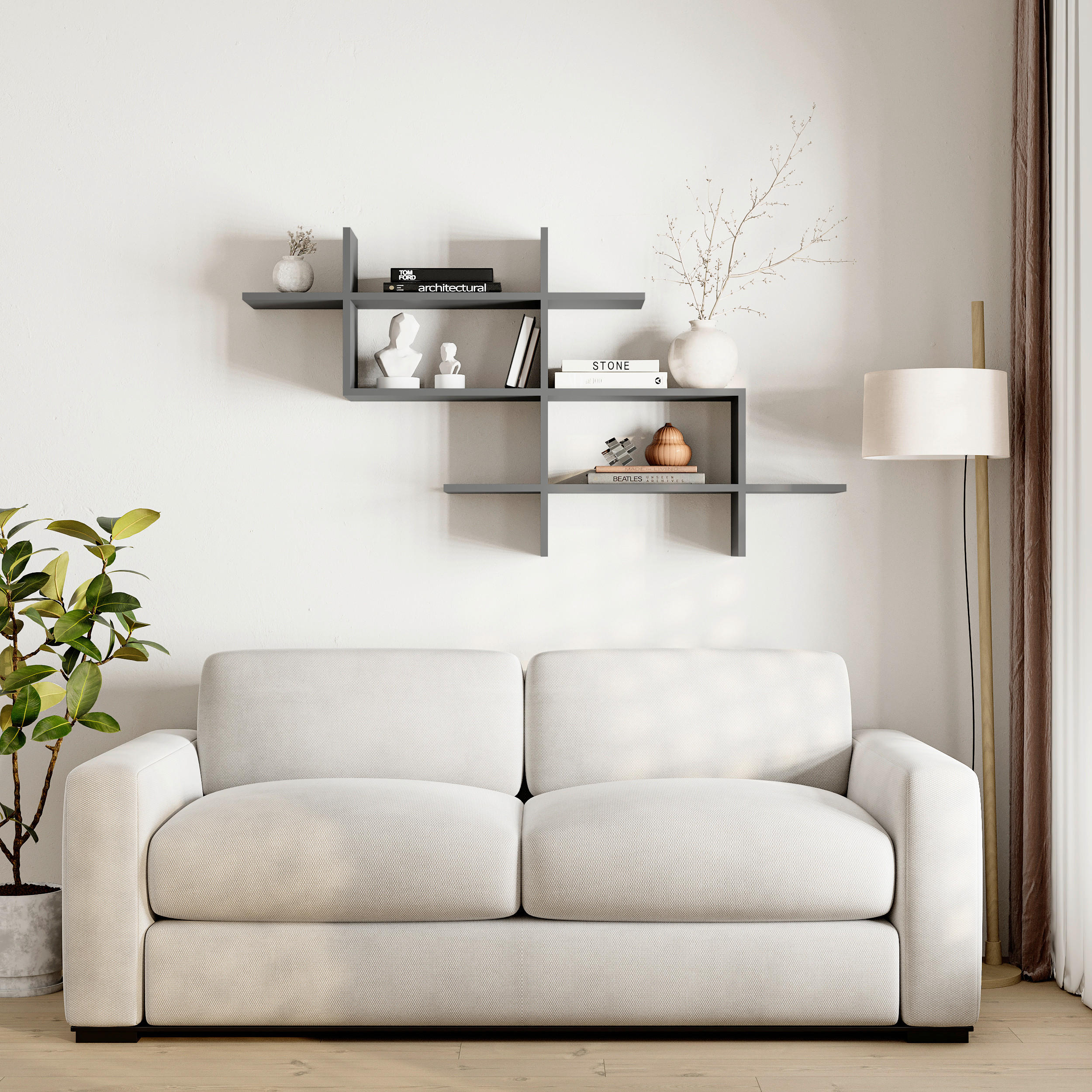 WANDREGAL 150/82/22 cm  - Anthrazit, Design, Holzwerkstoff (150/82/22cm) - Livetastic