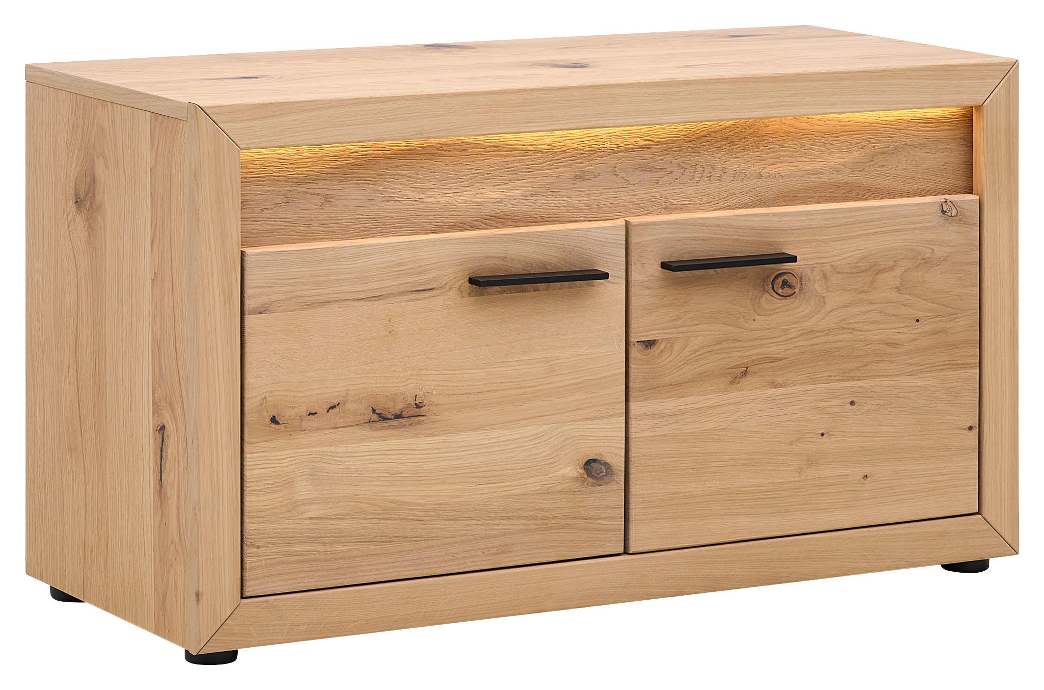 GARDEROBENBANK 99,6/57,4/40 cm  - Eichefarben/Schwarz, Konventionell, Holz/Metall (99,6/57,4/40cm) - Linea Natura