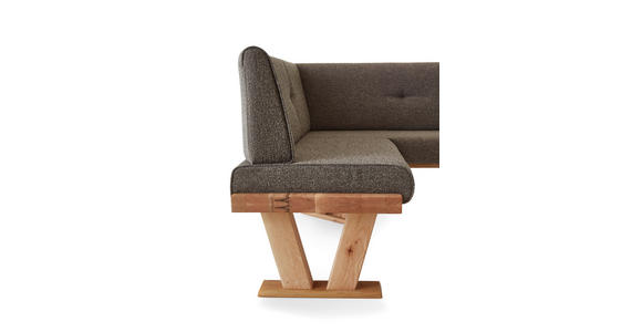 ECKBANK 205/155 cm Jacquard, Flachgewebe Braun Balkeneiche massiv - Eichefarben/Braun, Natur, Holz/Textil (205/155cm) - Moderano