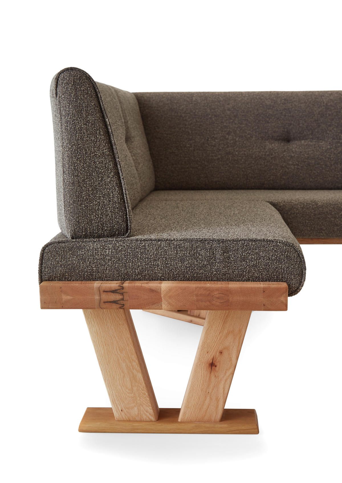 ECKBANK 205/155 cm Jacquard, Flachgewebe Braun Balkeneiche massiv   - Eichefarben/Braun, Natur, Holz/Textil (205/155cm) - Moderano