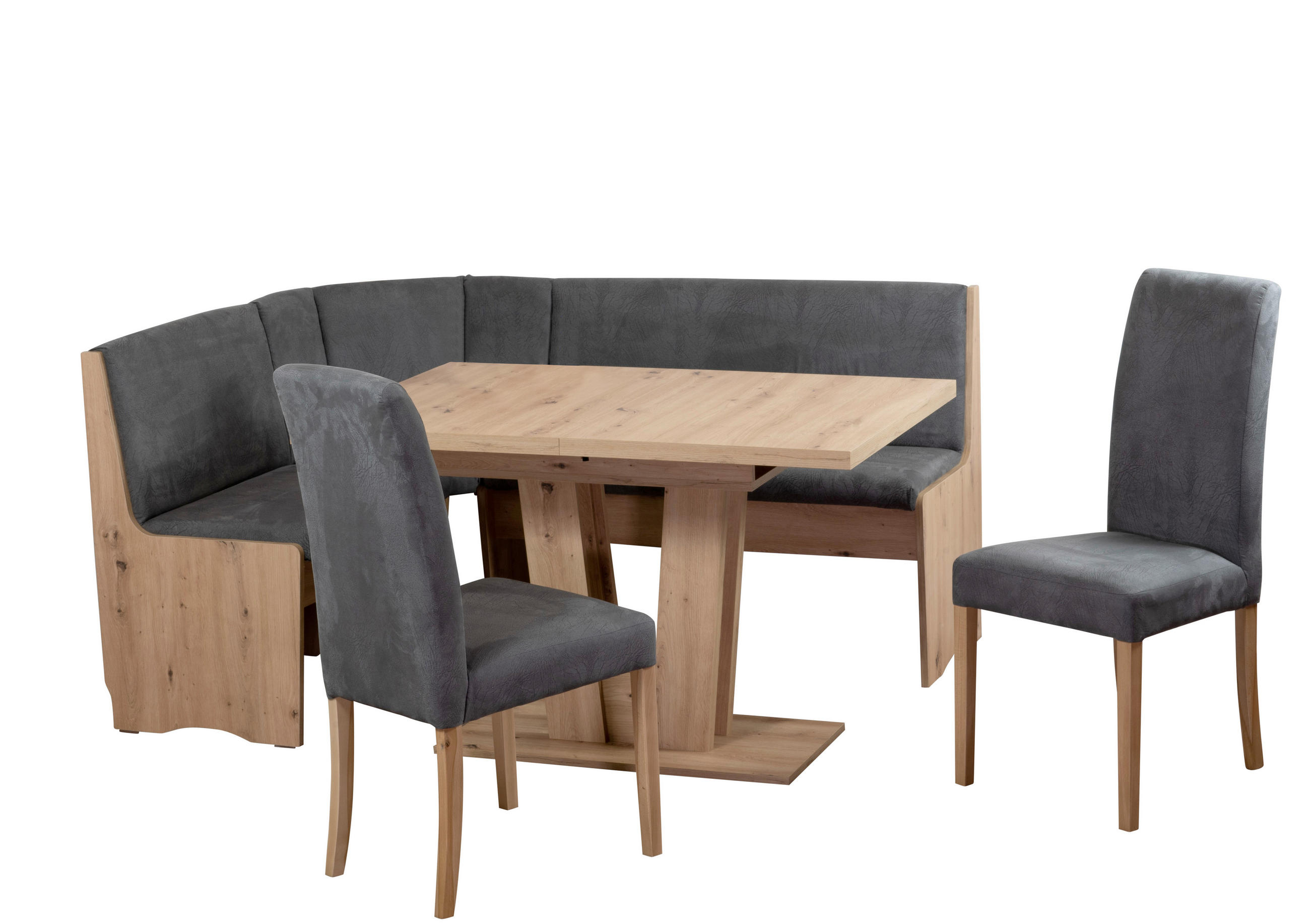 ECKBANKGRUPPE in Textil, Holzwerkstoff Grau, Eiche Artisan  - Eiche Artisan/Grau, KONVENTIONELL, Holz/Holzwerkstoff (125/89/165cm) - MID.YOU