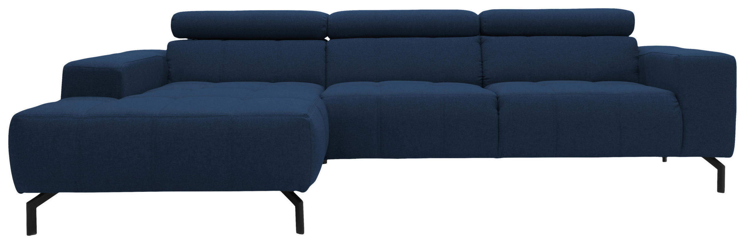 ECKSOFA Dunkelblau Webstoff Kopfteilverstellung  - Schwarz/Dunkelblau, Design, Textil/Metall (175/292cm) - MID.YOU