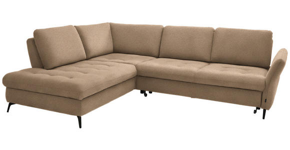 ECKSOFA in Bouclé Hellbraun  - Hellbraun/Schwarz, Natur, Textil/Metall (233/288cm) - Valnatura