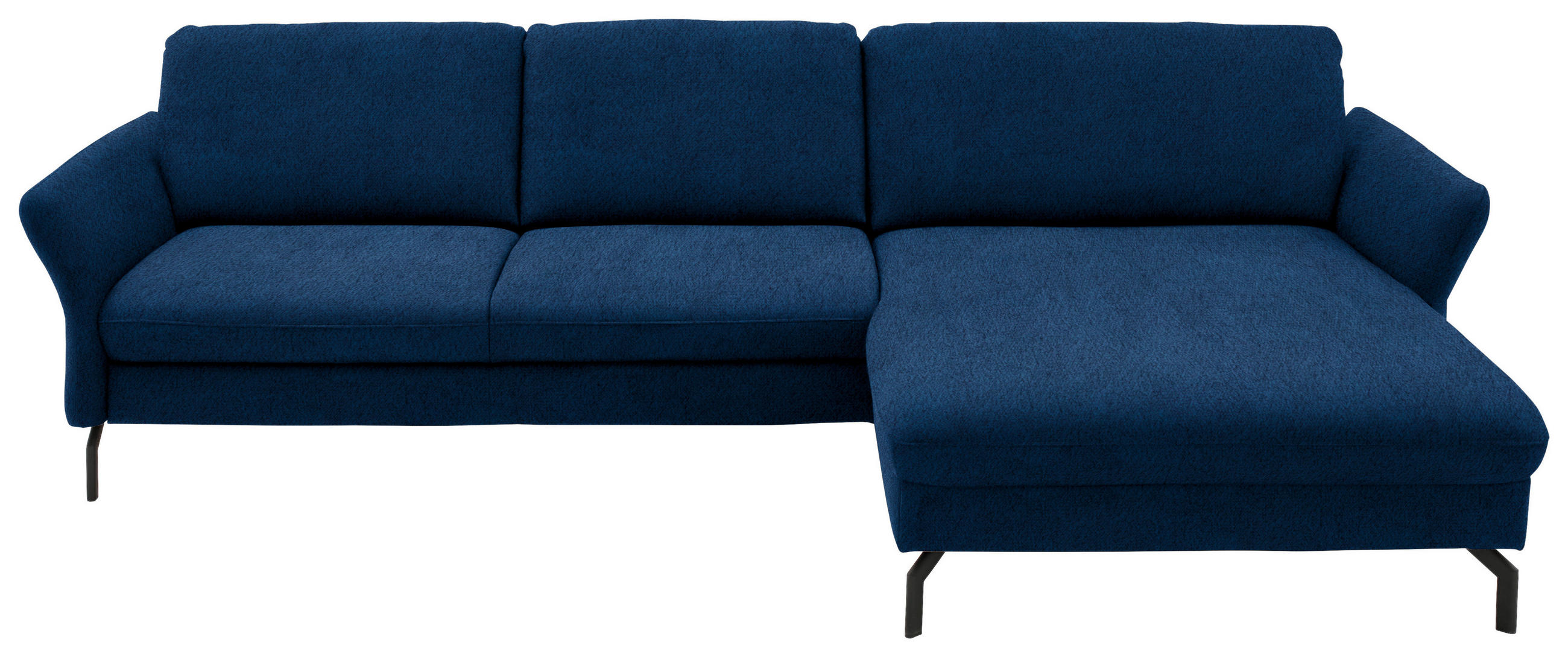 ECKSOFA in Velours Dunkelblau  - Schwarz/Dunkelblau, Design, Textil/Metall (306/179cm) - Beldomo System