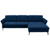 ECKSOFA in Velours Dunkelblau  - Schwarz/Dunkelblau, Design, Textil/Metall (306/179cm) - Beldomo System