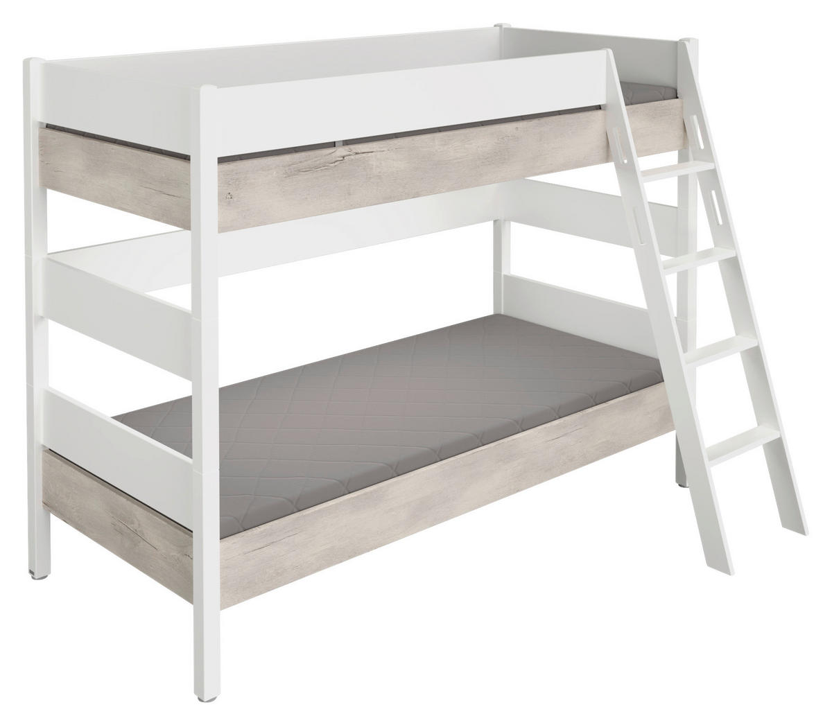 ETAGENBETT 90/200 cm,  in Weiß, Silbereichenfarben, Leiter  - Weiß/Silbereichenfarben, Basics, Holz/Holzwerkstoff (90/200cm) - Paidi