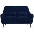 2-SITZER-SOFA in Mikrofaser Blau  - Blau/Schwarz, Trend, Holz/Textil (135/86/80cm) - Carryhome