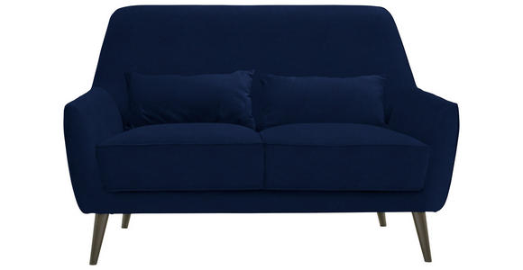 2-SITZER-SOFA in Mikrofaser Blau  - Blau/Schwarz, Trend, Holz/Textil (135/86/80cm) - Carryhome