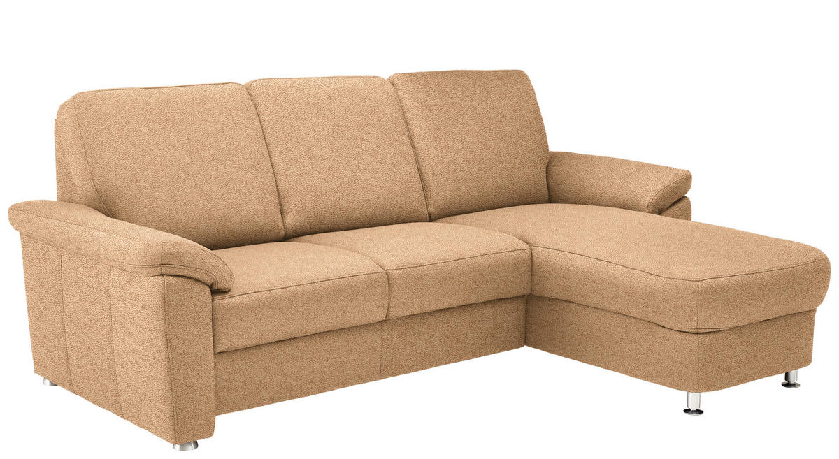ECKSOFA in Webstoff Hellbraun  - Chromfarben/Hellbraun, Konventionell, Textil/Metall (220/163cm) - Beldomo System