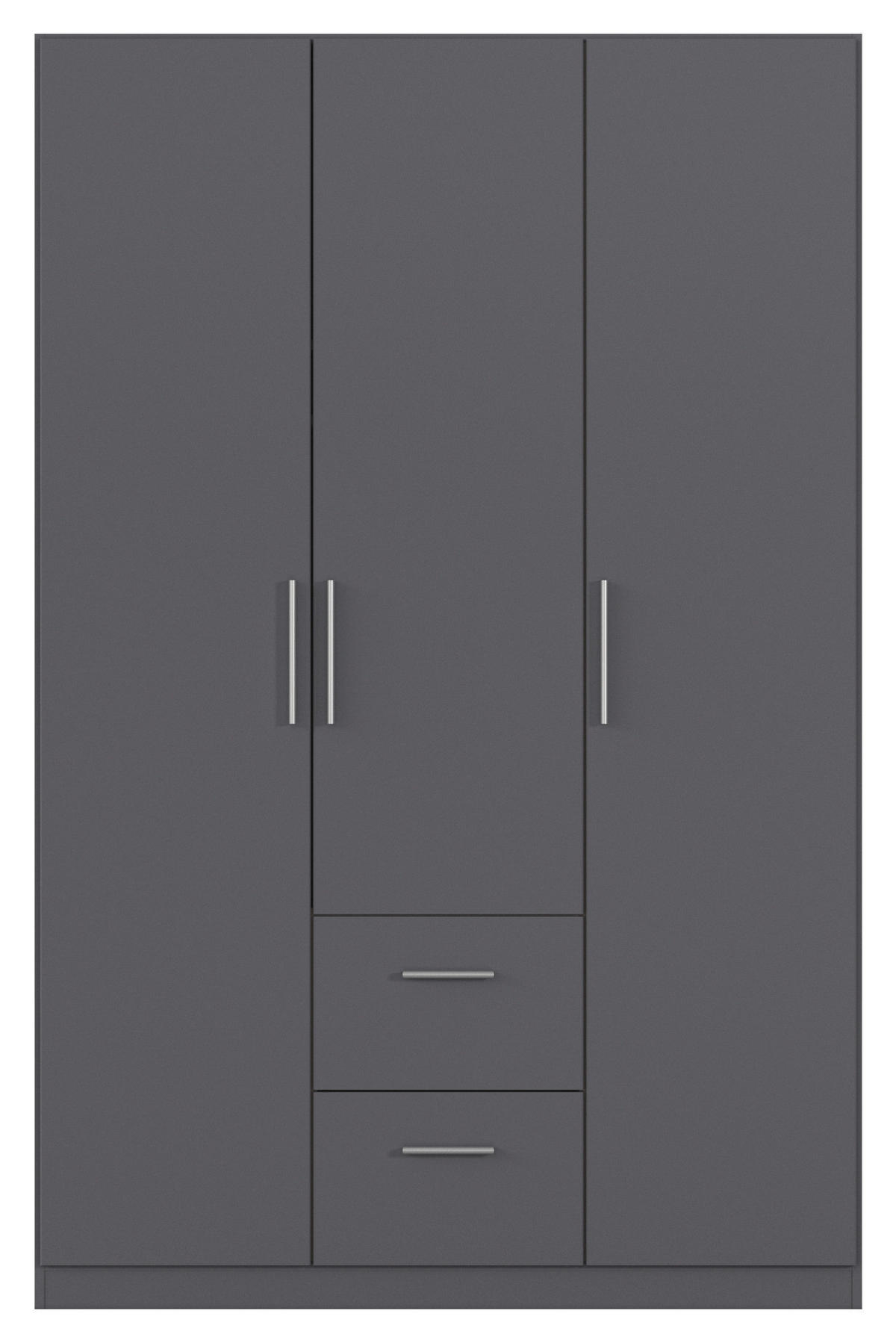 DREHTÜRENSCHRANK 135/210/54 cm,  in Grau, 3-türig  - Alufarben/Grau, KONVENTIONELL, Holzwerkstoff/Kunststoff (135/210/54cm) - home24