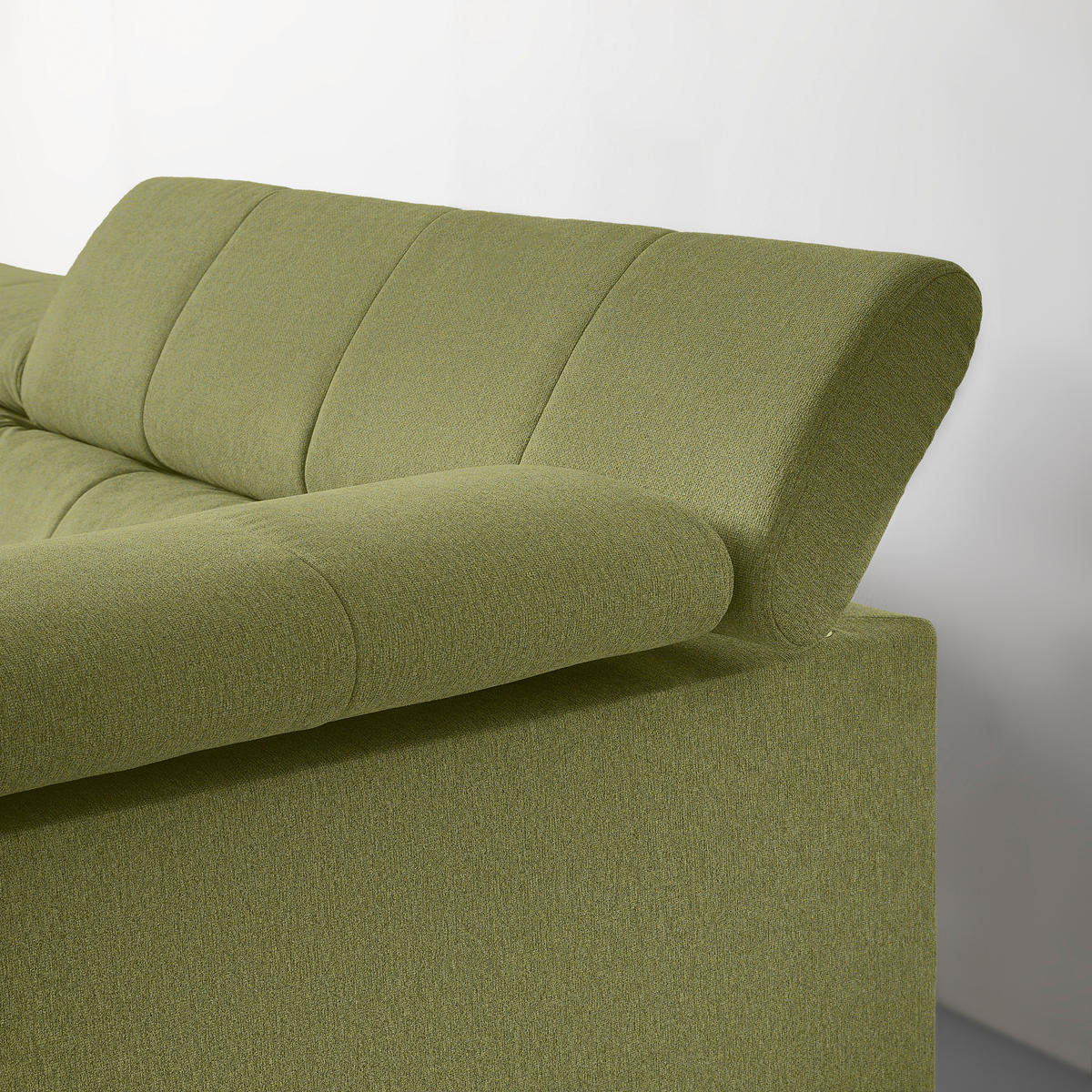 ECKSOFA Chenille Olivgrün  - Schwarz/Olivgrün, Modern, Textil/Metall (296/201cm) - Livetastic