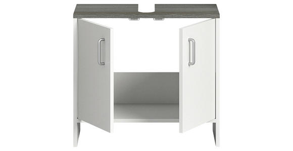 WASCHBECKENUNTERSCHRANK 60/55/28 cm - Silberfarben/Weiß, MODERN, Holzwerkstoff/Kunststoff (60/55/28cm) - Xora