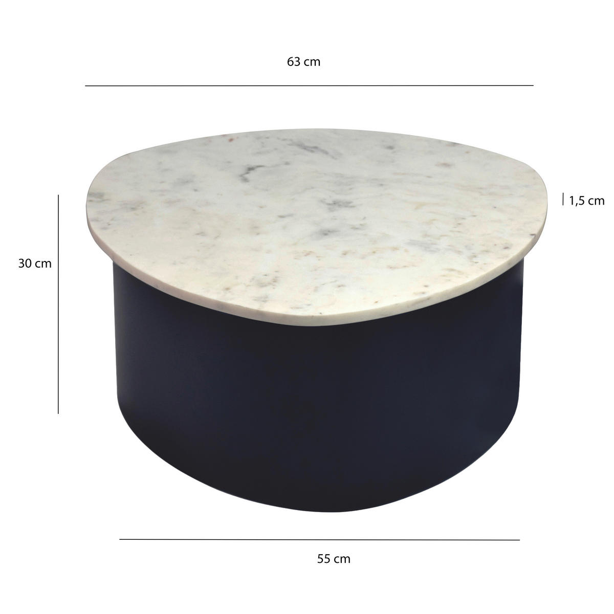 SOFFBORD - vit/svart, Design, metall/sten (63/63/30cm) - MID.YOU