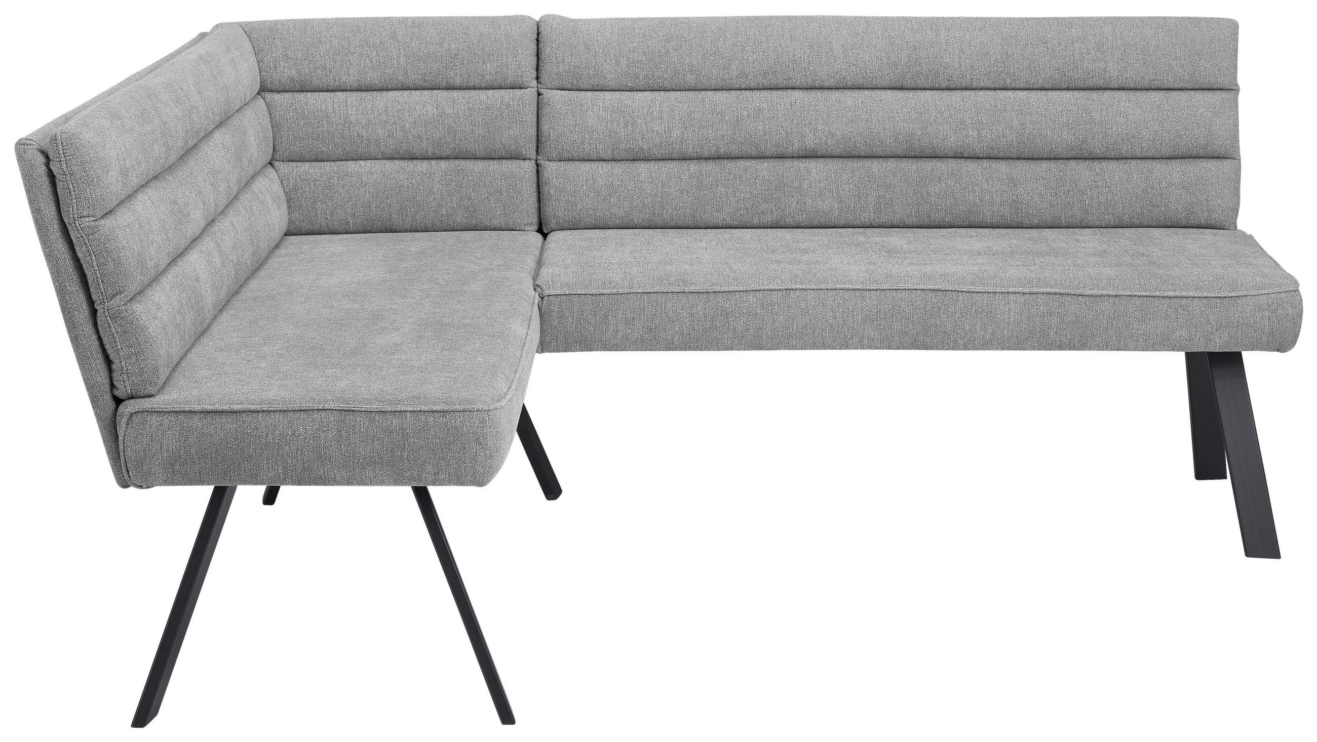 ECKBANK 140/175 cm beflockt Grau, Schwarz   - Schwarz/Grau, Design, Textil/Metall (140/175cm) - Cantus