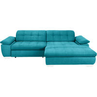 ECKSOFA in Mikrofaser Türkis  - Türkis/Chromfarben, Design, Textil/Metall (265/180cm) - Carryhome