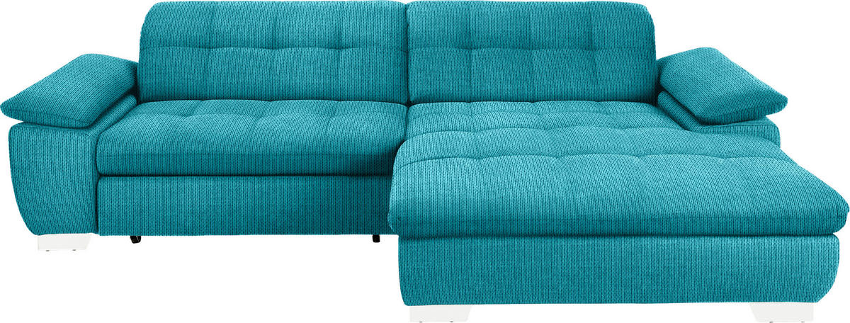 ECKSOFA in Mikrofaser Türkis  - Türkis/Chromfarben, Design, Textil/Metall (265/180cm) - Carryhome