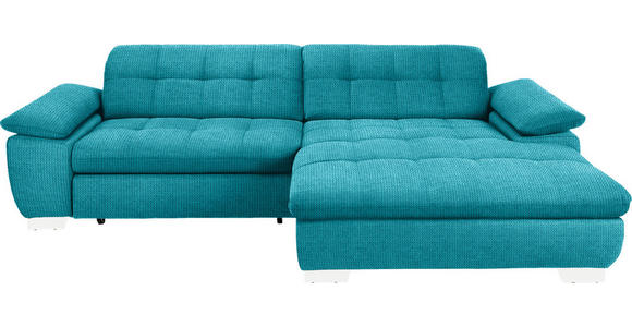 ECKSOFA in Mikrofaser Türkis  - Türkis/Chromfarben, Design, Textil/Metall (265/180cm) - Carryhome