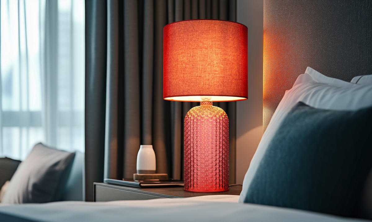 BORDSLAMPA SOFIA 26,5/50 cm   - vit/röd, Basics, glas/textil (26,5/50cm)