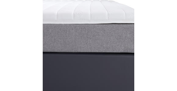 Boxspringbett mit Topper & Matratze H2 180x200cm Hampton - Anthrazit/Alufarben, KONVENTIONELL, Textil (180/200cm) - Luca Bessoni