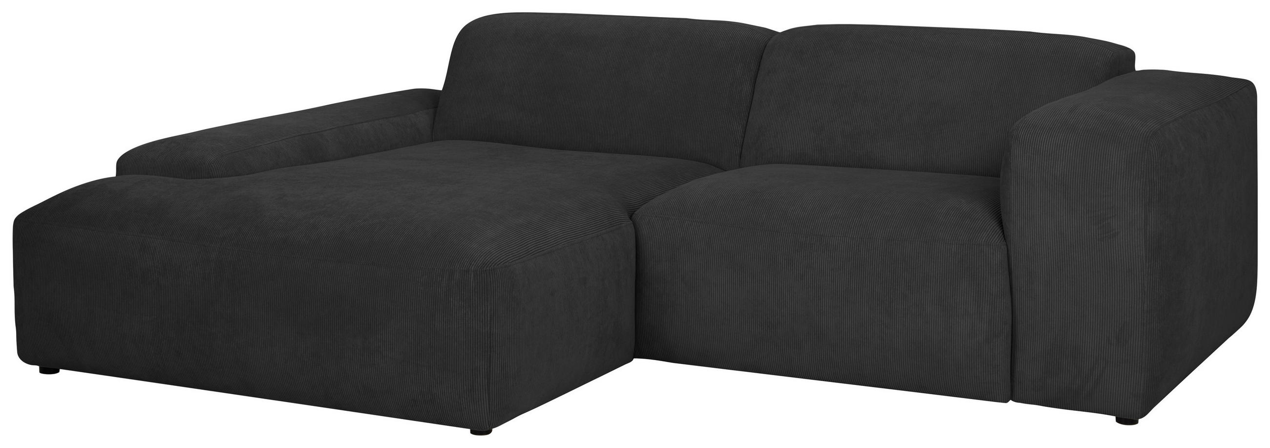 Thumbnail - Mid.you Ecksofa Hannah, Schwarz, Textil, 2-Sitzer, Ottomane links, L-Form, 252x170 cm, Made in EU, Wohnzimmer, Sofas & C...