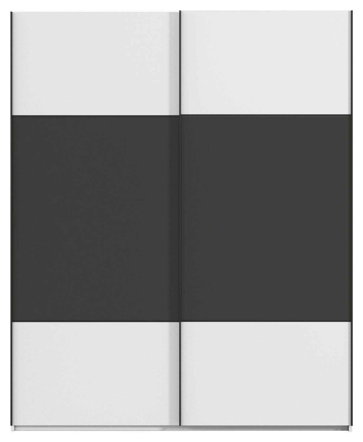 SCHWEBETÜRENSCHRANK 162/223/68 cm 2-türig Weiß, Graphitfarben  - Schwarz/Graphitfarben, KONVENTIONELL, Holzwerkstoff/Metall (162/223/68cm) - Novel