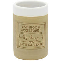 KELÍMEK NA ZUBNÍ KARTÁČEK hnědá, bílá - bílá/hnědá, Basics, keramika (6,9/10,6/6,9cm) - Sadena