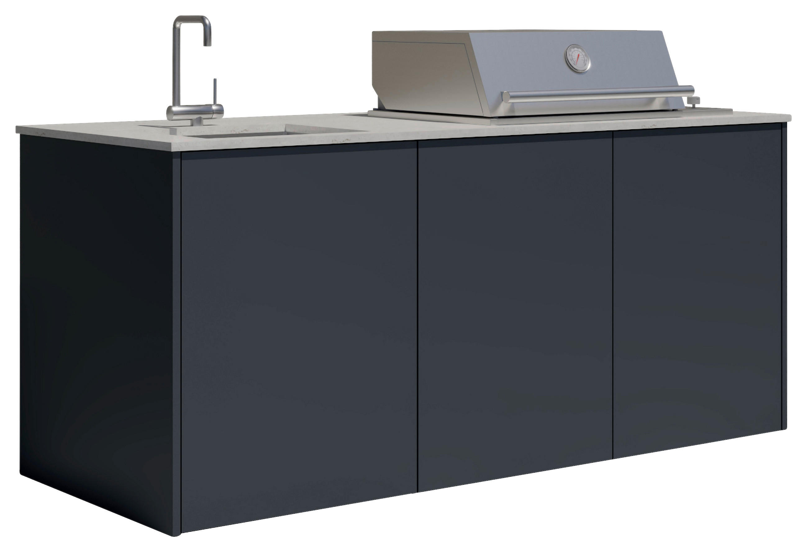 OUTDOORKÜCHE  - Sandfarben/Anthrazit, Basics, Keramik/Metall (198/117-123/78,3cm) - Dieter Knoll
