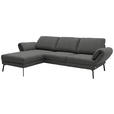 ECKSOFA  in Flachgewebe Dunkelgrau  175-224/255-365 cm  - Dunkelgrau/Schwarz, Design, Textil/Metall (175-224/255-365cm) - Dieter Knoll