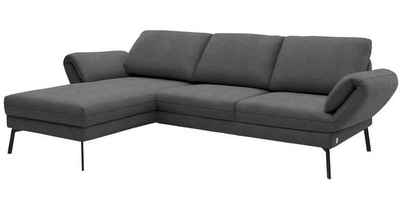 ECKSOFA  in Flachgewebe Dunkelgrau  175-224/255-365 cm  - Dunkelgrau/Schwarz, Design, Textil/Metall (175-224/255-365cm) - Dieter Knoll