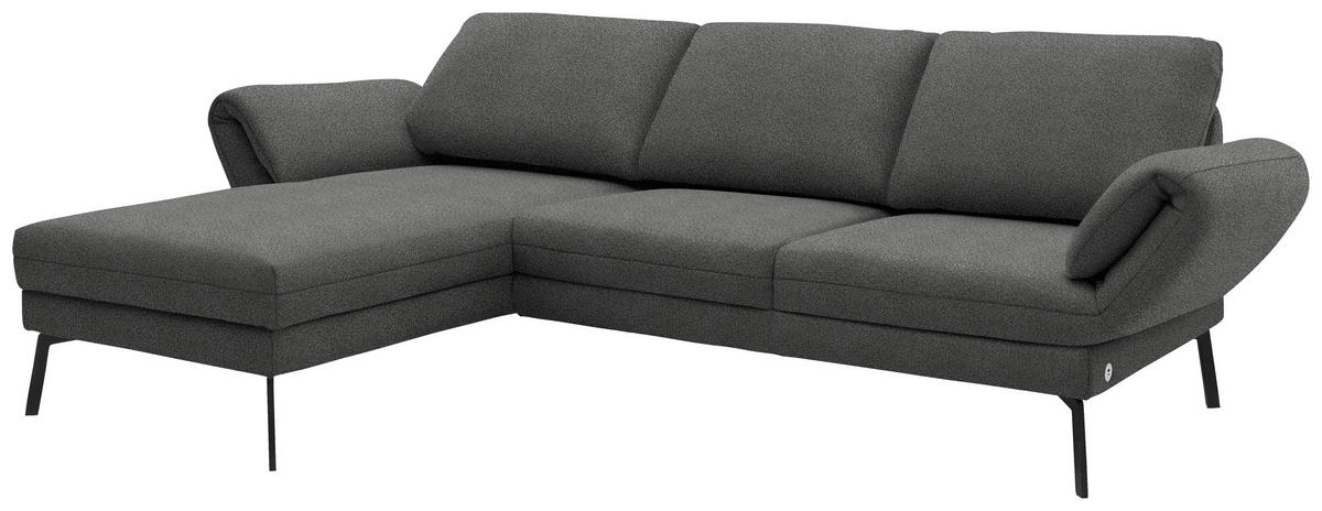 ECKSOFA  in Flachgewebe Dunkelgrau  175-224/255-365 cm  - Dunkelgrau/Schwarz, Design, Textil/Metall (175-224/255-365cm) - Dieter Knoll