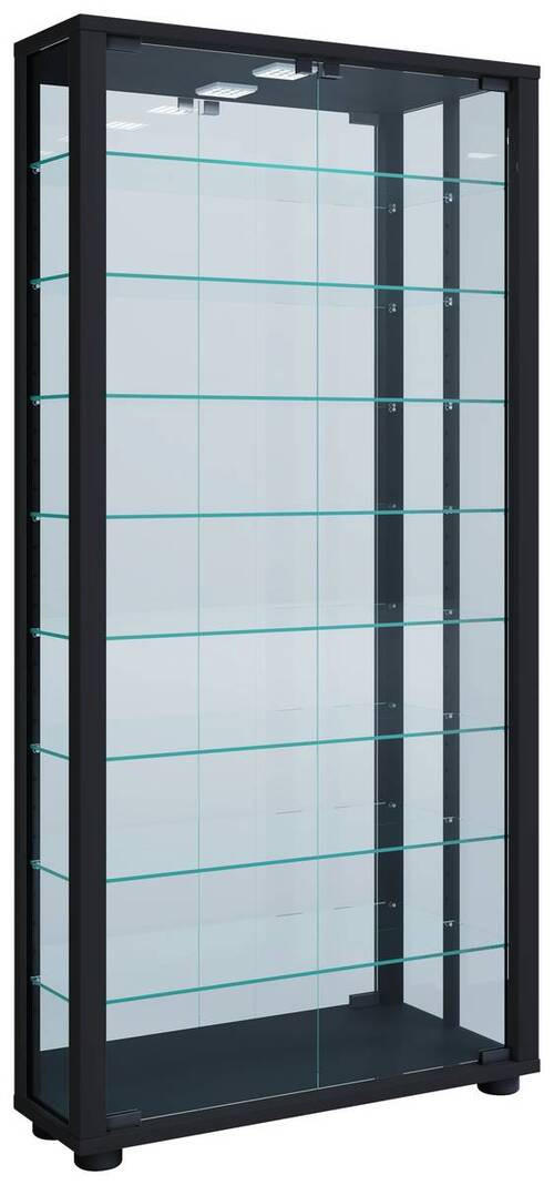 VÄGGHÄNGT VITRINSKÅP i svart   - svart, Modern, trämaterial/glas (59/114,3/18cm) - MID.YOU