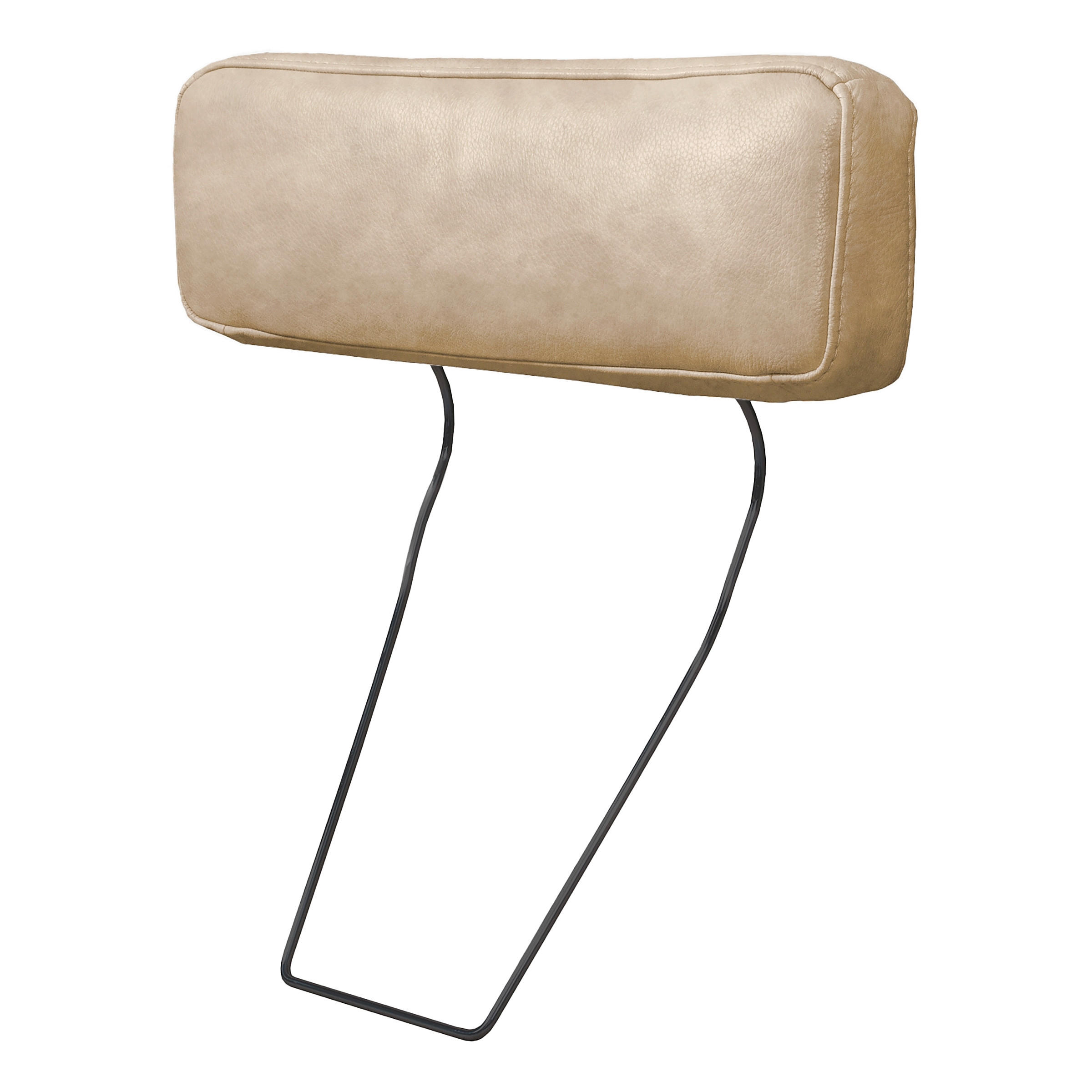 KOPFSTÜTZE SPRING  in Lederlook Echtleder  - Schwarzchrom/Creme, Design, Leder/Textil (52/17/14cm) - P & B