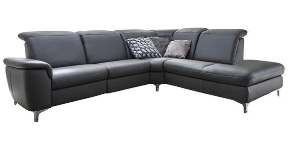 WOHNLANDSCHAFT Anthrazit Echtleder - Chromfarben/Anthrazit, KONVENTIONELL, Leder/Metall (289/242cm) - Cantus