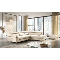 ECKSOFA SONO in Lederlook Echtleder Grau Bettkasten, Armteilverstellung, Kopfteilverstellung  265/210 cm  - Schwarz/Grau, Design, Leder/Textil (265/210cm) - Livetastic