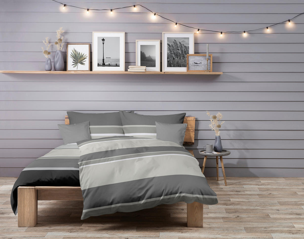 ÁGYNEMŰHUZAT-GARNITÚRA 140/200 cm  - világosszürke/kékesszürke, Basics, textil (140/200cm) - Fleuresse