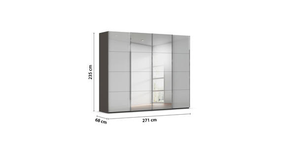 SCHWEBETÜRENSCHRANK SALIGO - Chromfarben/Graphitfarben, Design, Glas/Holzwerkstoff (271/235/68cm) - Novel