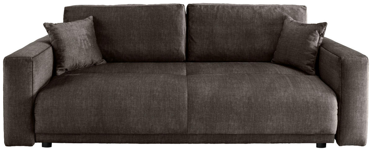 SCHLAFSOFA in Velours Dunkelbraun  - Dunkelbraun/Schwarz, MODERN, Kunststoff/Textil (245/86/126cm) - Livetastic