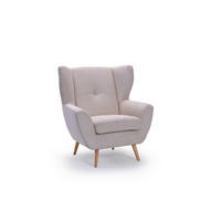 OHRENSESSEL Cord Creme  - Eichefarben/Creme, Design, Holz/Textil (90/102/90cm) - Stylife