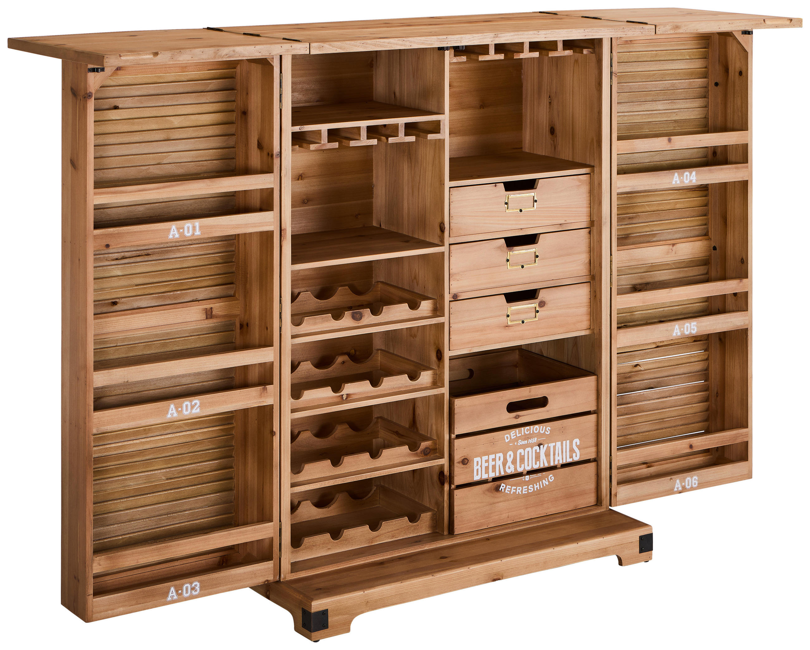 BARSCHRANK Tanne massiv Naturfarben  - Schwarz/Naturfarben, LIFESTYLE, Holz/Metall (90/123/50cm) - Landscape