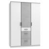 KLEIDERSCHRANK 3-türig Grau, Weiß  - Alufarben/Weiß, KONVENTIONELL, Holzwerkstoff/Kunststoff (135/199/58cm) - Boxxx