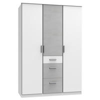 KLEIDERSCHRANK 3-türig Grau, Weiß  - Alufarben/Weiß, KONVENTIONELL, Holzwerkstoff/Kunststoff (135/199/58cm) - Boxxx